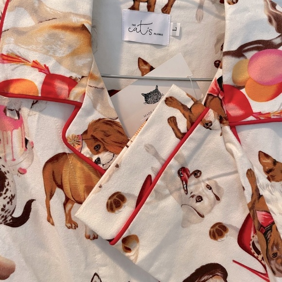 NWT The Cats Pajamas-Party Pups Flannel Two Piece Set - Picture 5 of 10
